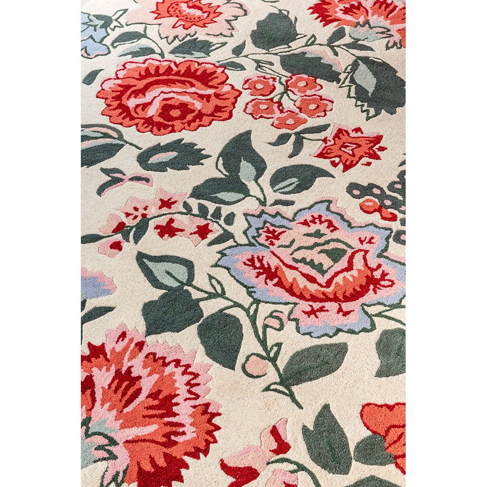 Laura Ashley Wendling Floral Poppy Red 083100 Designer Wool Rug - 5