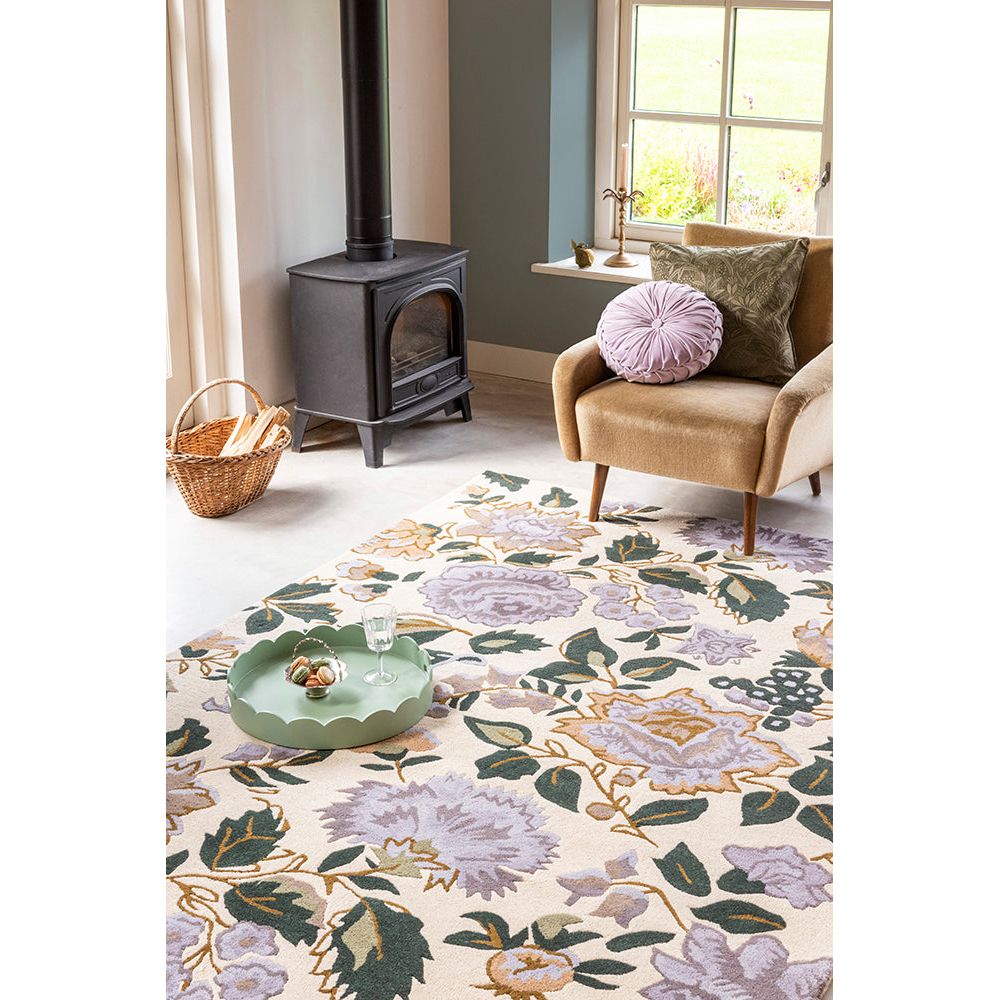 Laura Ashley Wendling Floral Heather Purple 083104 Designer Wool Rug - 4