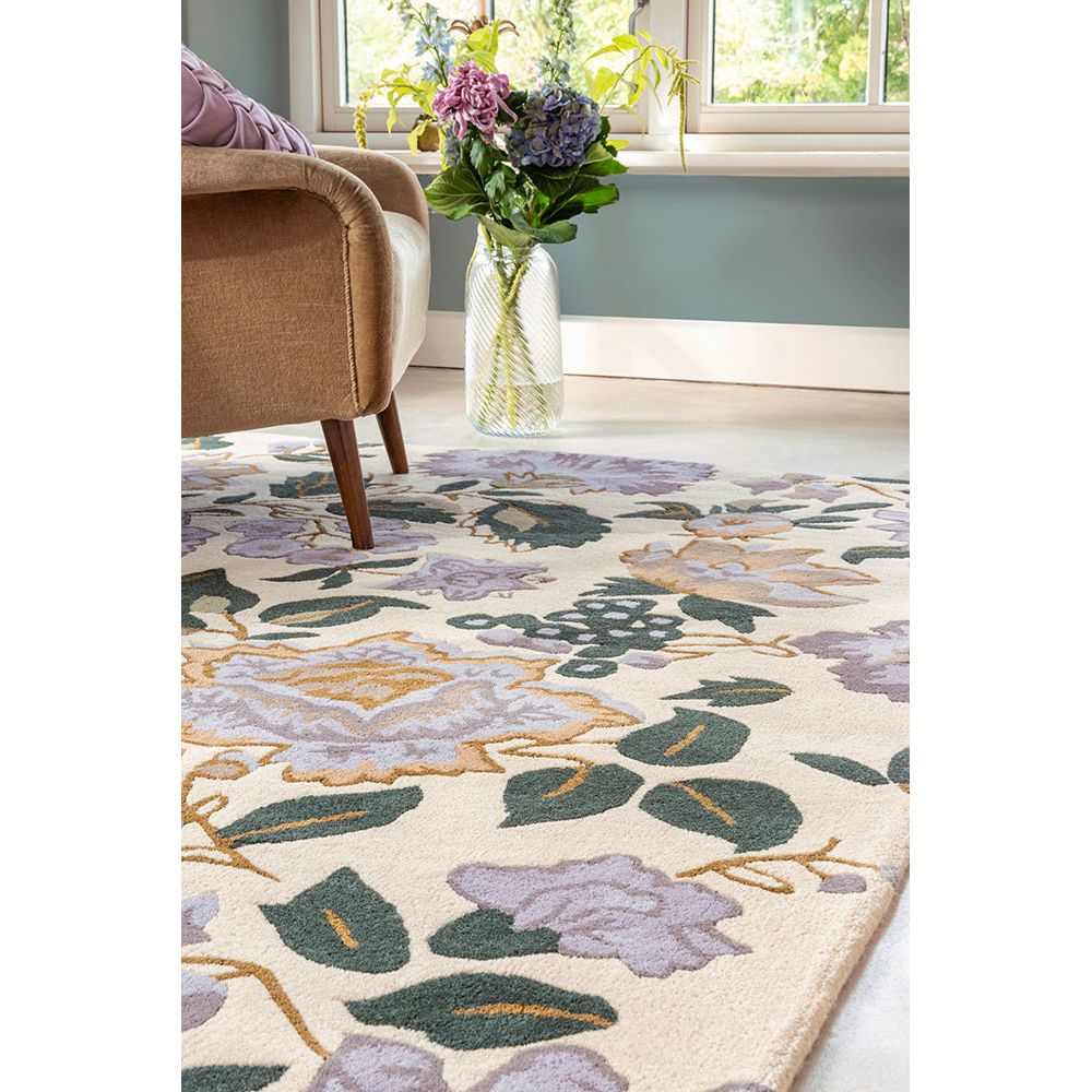 Laura Ashley Wendling Floral Heather Purple 083104 Designer Wool Rug - 5