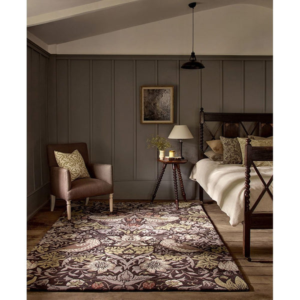 Morris & Co Strawberry Thief Grape 027705 Designer Wool Rug - 2