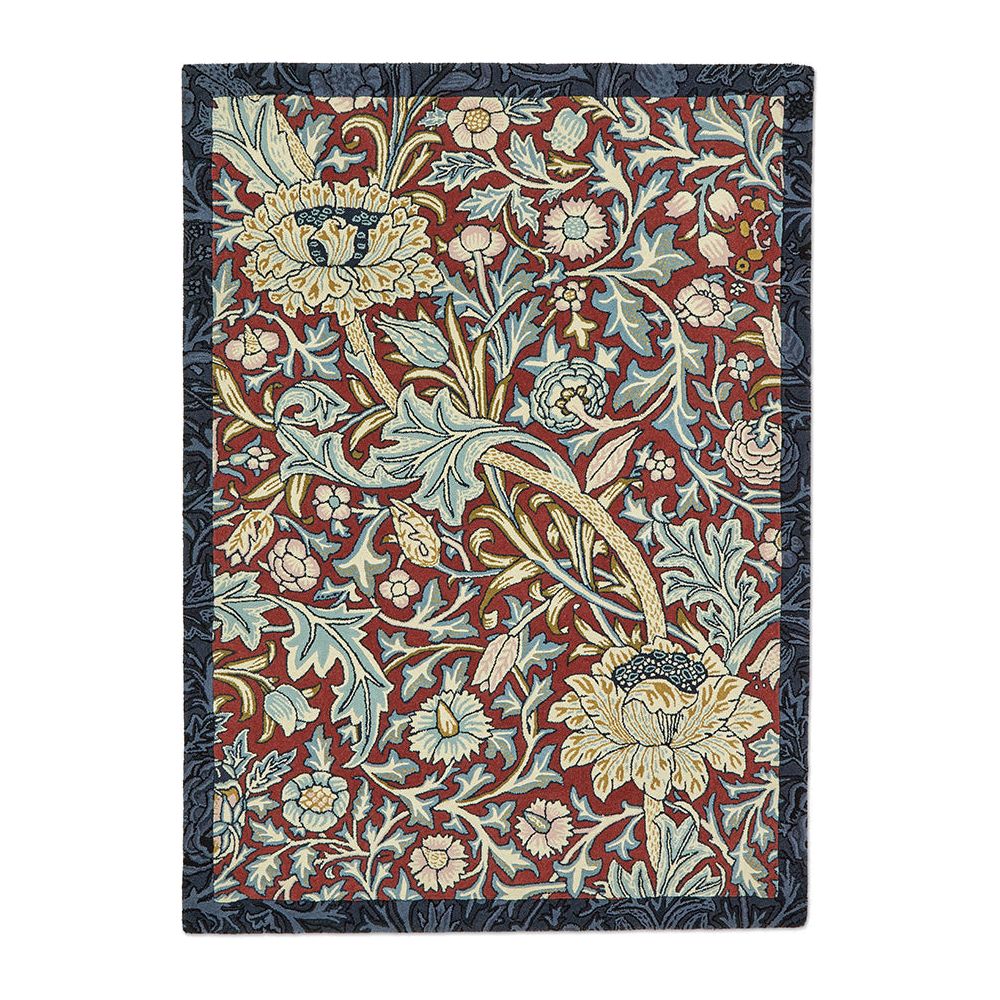 Morris & Co Trent Madder Red/Webb's Blue 127510 Designer Wool Rug - 1