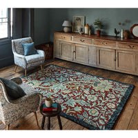 Morris & Co Trent Madder Red/Webb's Blue 127510 Designer Wool Rug - 2