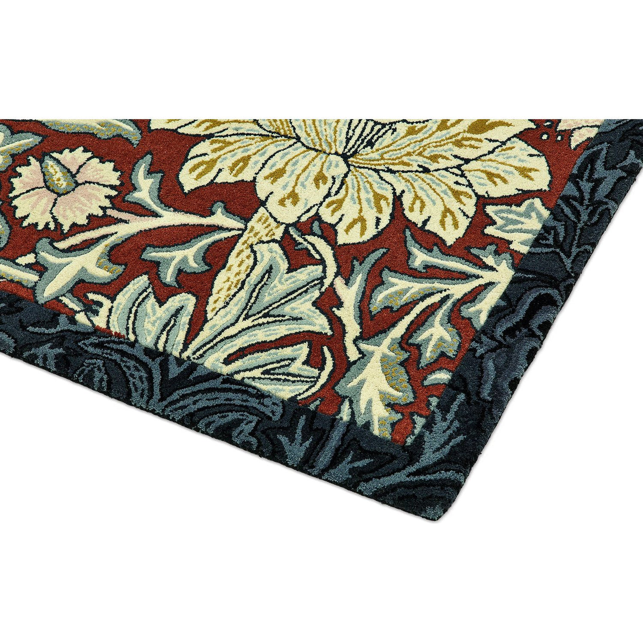 Morris & Co Trent Madder Red/Webb's Blue 127510 Designer Wool Rug - 6