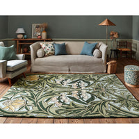 Morris & Co Bluebell Leafy Arbour Green 127607 Designer Wool Rug - 2