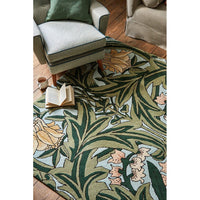 Morris & Co Bluebell Leafy Arbour Green 127607 Designer Wool Rug - 4
