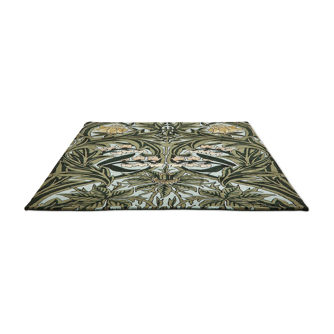 Morris & Co Bluebell Leafy Arbour Green 127607 Designer Wool Rug - 5