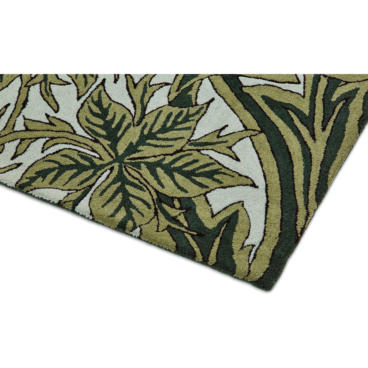 Morris & Co Bluebell Leafy Arbour Green 127607 Designer Wool Rug - 6