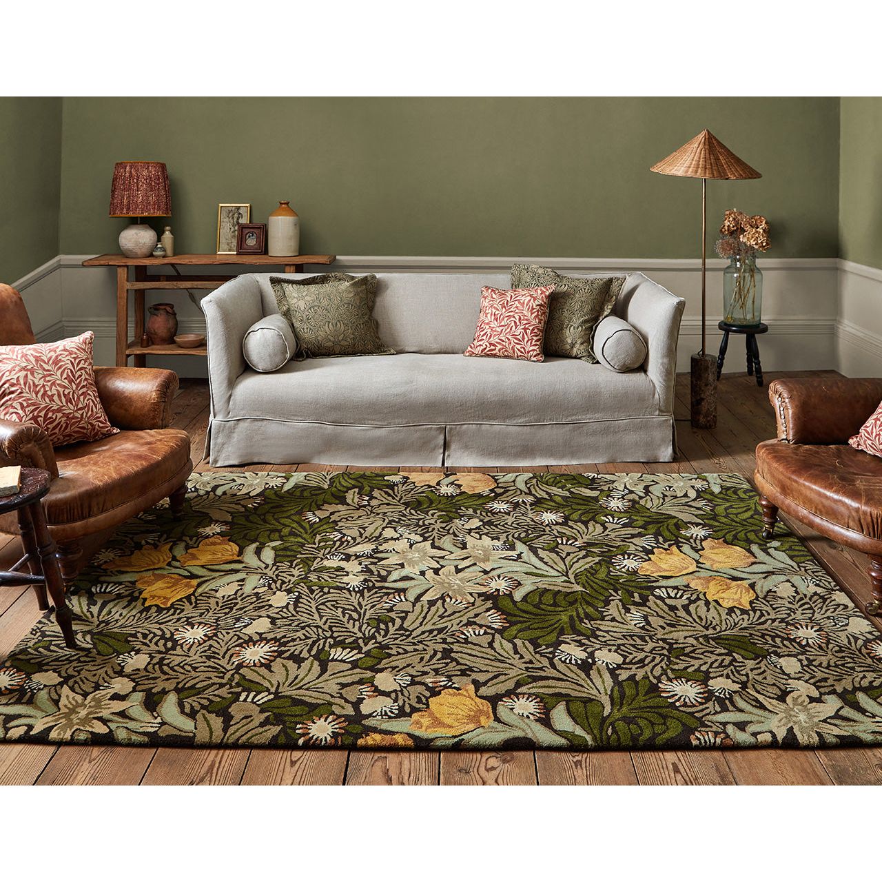 Bower Frame Rug Morris & Co Bower Twining Vine Green 128207 Designer Wool Rug – Rugs Of ...