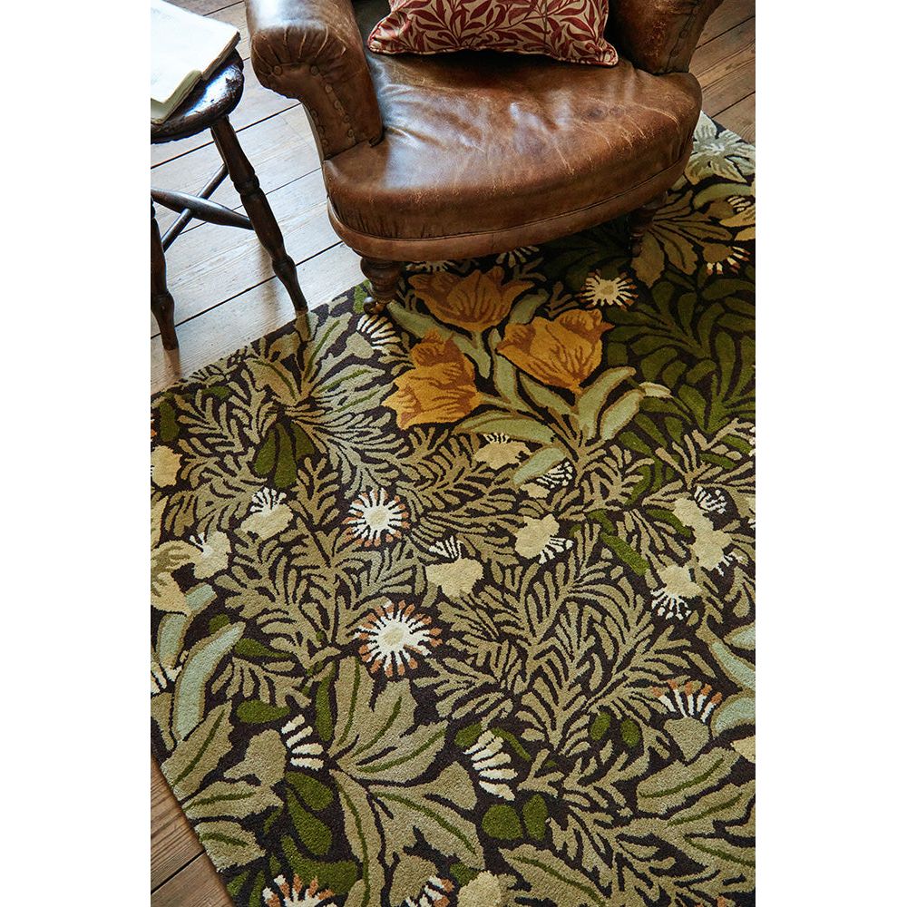 Morris & Co Bower Twining Vine Green 128207 Designer Wool Rug