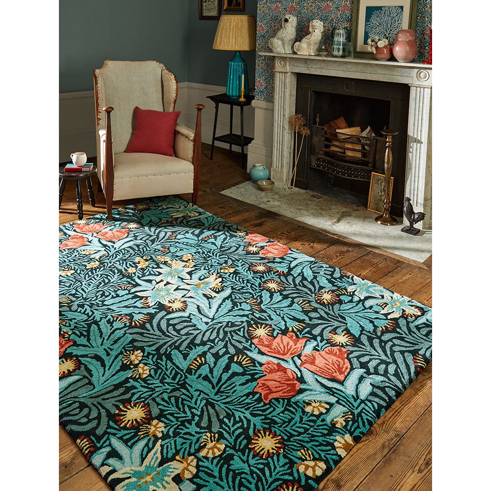 Morris & Co Bower Indigo 128208 Designer Wool Rug - 2