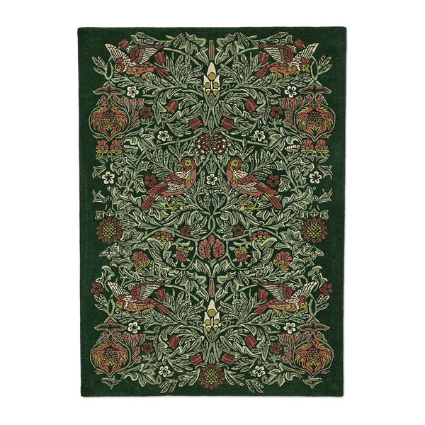 Morris & Co Bird Tump Green 128307 Designer Wool Rug - Rugs Of Beauty - 1