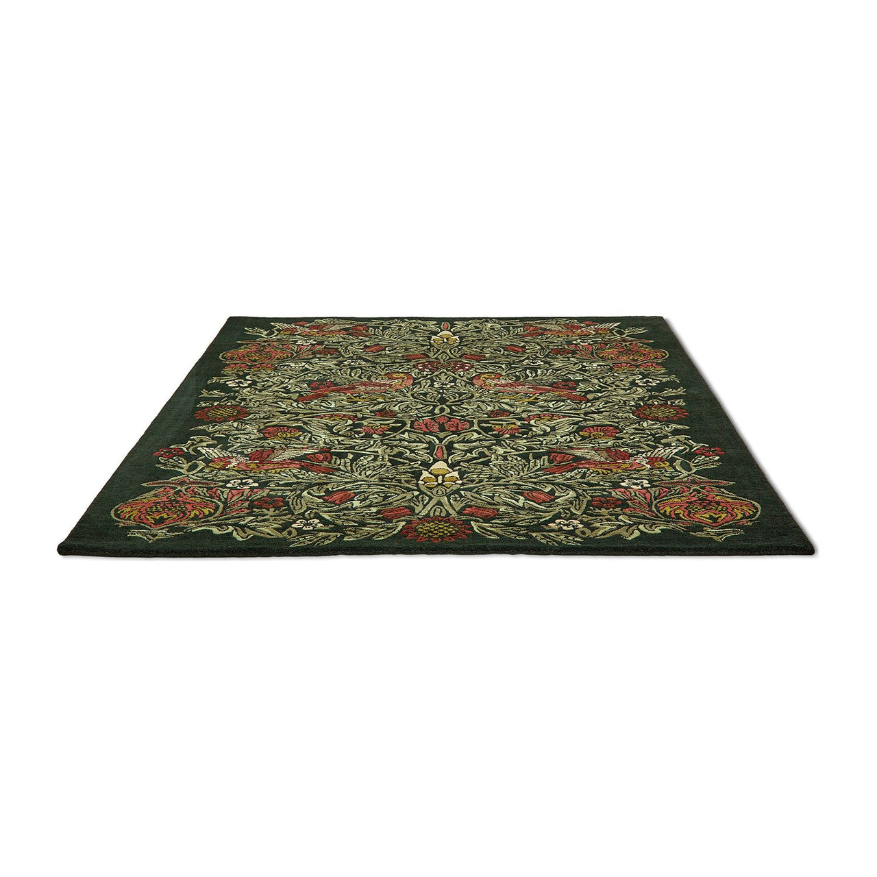 Morris & Co Bird Tump Green 128307 Designer Wool Rug - Rugs Of Beauty - 5
