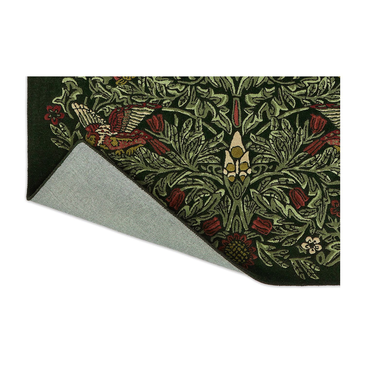 Morris & Co Bird Tump Green 128307 Designer Wool Rug - Rugs Of Beauty - 7