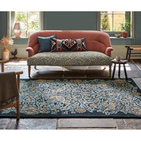 Morris & Co Bird Webb's Blue 128308 Designer Wool Rug - 4