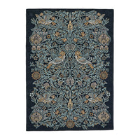 Morris & Co Bird Webb's Blue 128308 Designer Wool Rug - 1