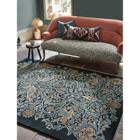 Morris & Co Bird Webb's Blue 128308 Designer Wool Rug - 2
