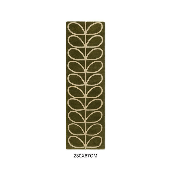Orla Kiely Linear Stem Olive 060501 Designer Wool Runner Rug - 1