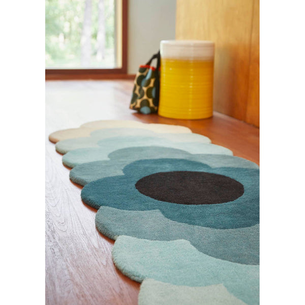 Orla Kiely Optical Flower Teal 061207 Designer Wool Rug - Rugs Of Beauty - 3
