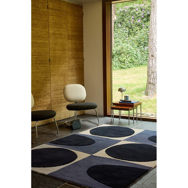 Orla Kiely Spot Square Blue - Navy 157908 Designer Wool Rug - 2