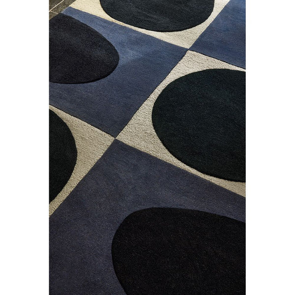 Orla Kiely Spot Square Blue - Navy 157908 Designer Wool Rug - 3