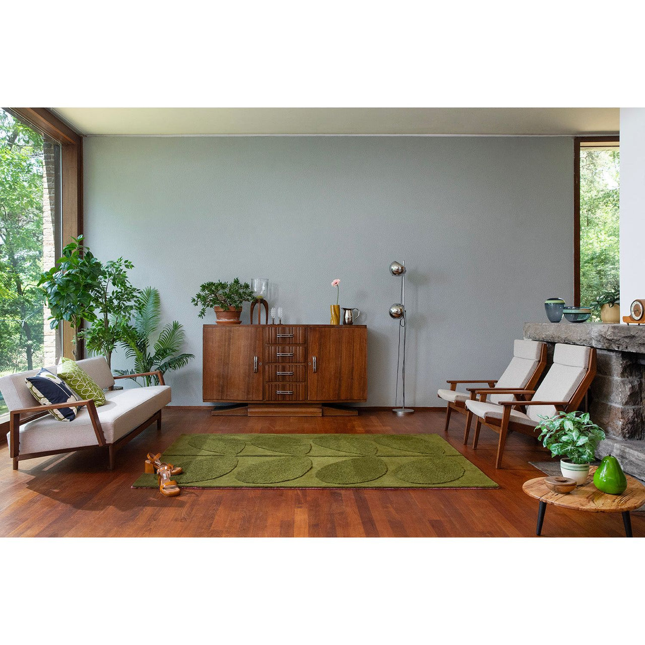 Orla Kiely Solid Stem Fern 158307 Designer Wool Rug - Rugs Of Beauty - 2