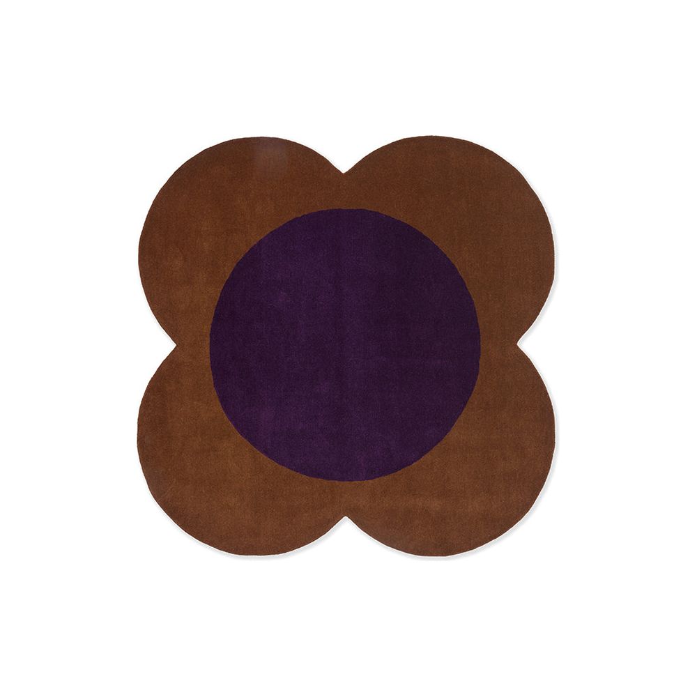 Orla Kiely Flower Spot Chestnut/Violet 158401 Designer Wool Rug - Rugs Of Beauty - 1
