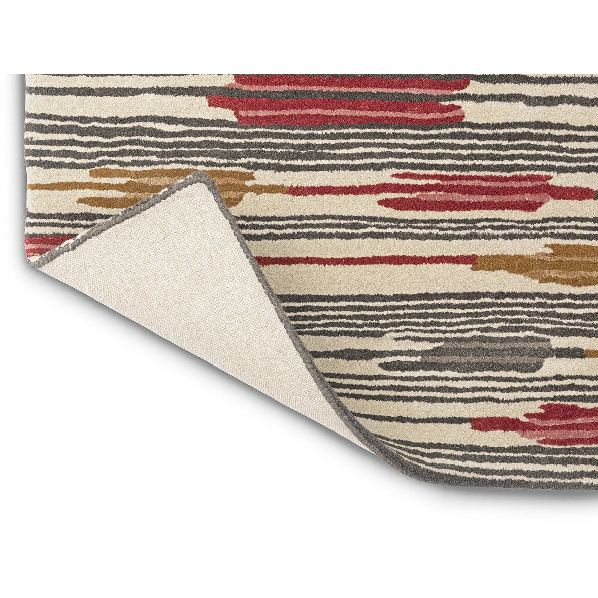 Sanderson Ishi Indian Red Charcoal 146000 Designer Wool Viscose Rug - Rugs Of Beauty - 4