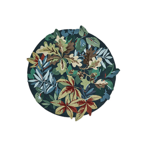 Sanderson Robin's Wood Forest Green 146508 Round  Designer Wool Rug - Rugs Of Beauty - 1