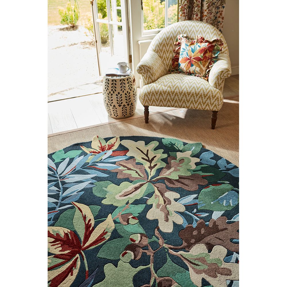 Sanderson Robin's Wood Forest Green 146508 Round  Designer Wool Rug - Rugs Of Beauty - 4