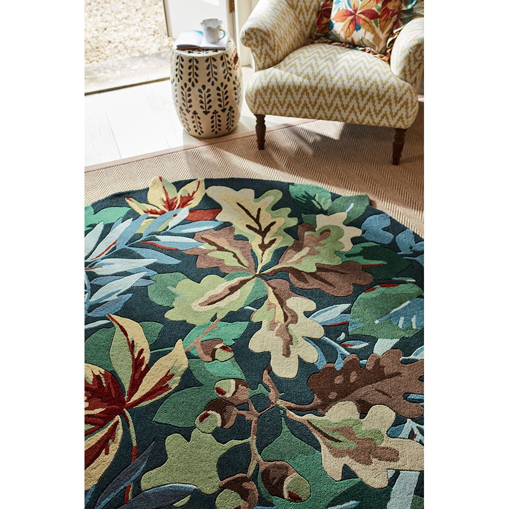 Sanderson Robin's Wood Forest Green 146508 Round  Designer Wool Rug - Rugs Of Beauty - 5