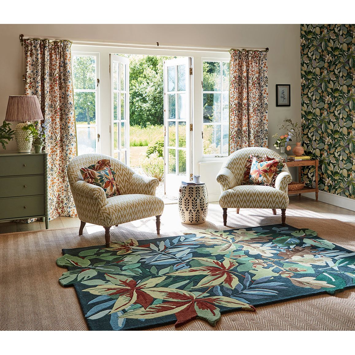 Sanderson Robin's Wood Forest Green 146508 Designer Wool Rug - Rugs Of Beauty - 2