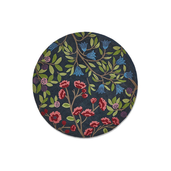 Sanderson Foraging Indigo Round 146618 Designer Wool Rug - Rugs Of Beauty - 1