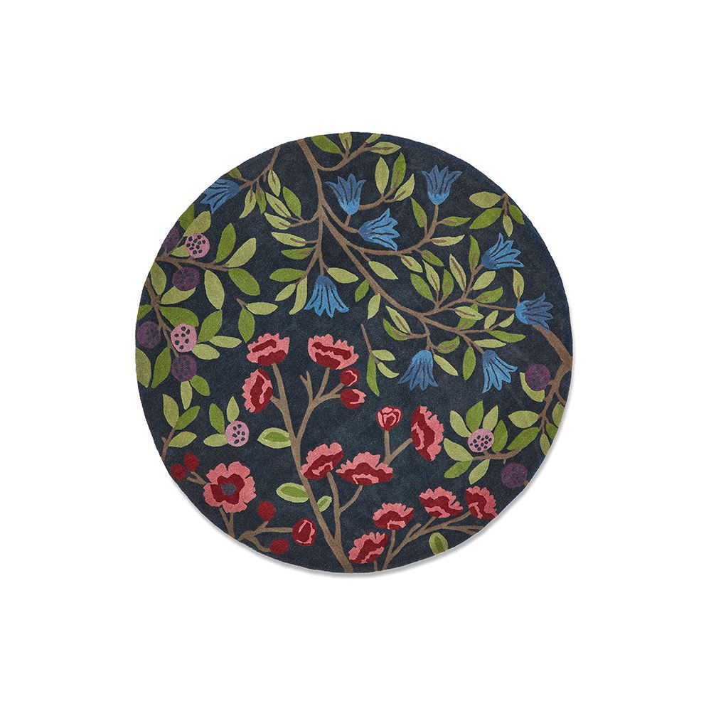 Sanderson Foraging Indigo Round 146618 Designer Wool Rug - Rugs Of Beauty - 1