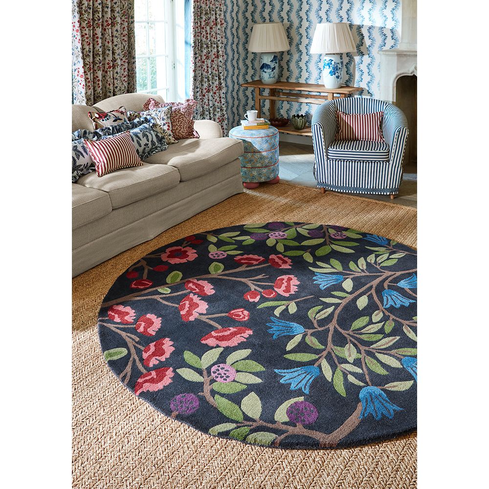 Sanderson Foraging Indigo Round 146618 Designer Wool Rug - Rugs Of Beauty - 3