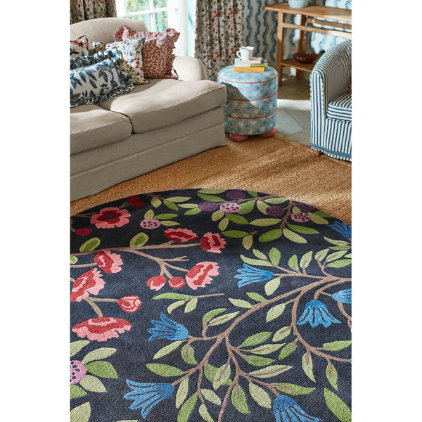 Sanderson Foraging Indigo Round 146618 Designer Wool Rug - Rugs Of Beauty - 5