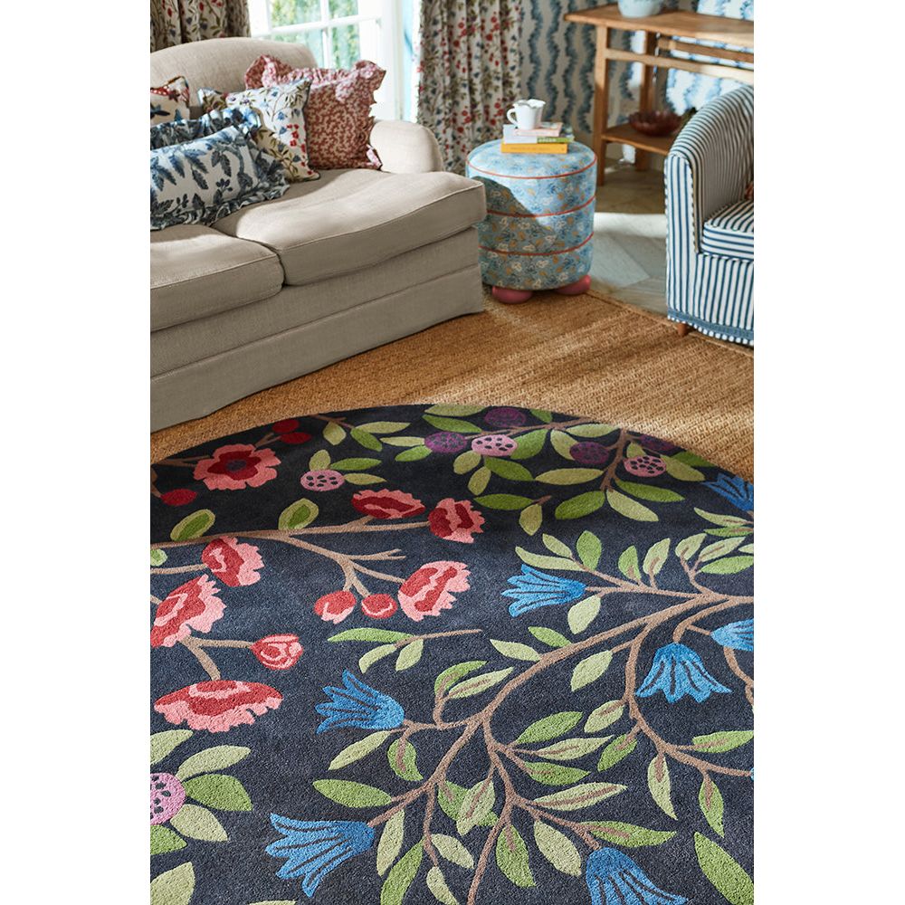 Sanderson Foraging Indigo Round 146618 Designer Wool Rug - Rugs Of Beauty - 5