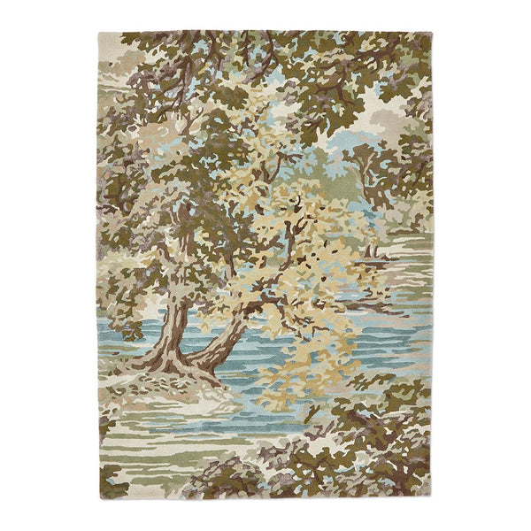 Sanderson Ancient Canopy Fawn/Olive Green 146701 Designer Wool / Viscose Rug - Rugs Of Beauty - 1