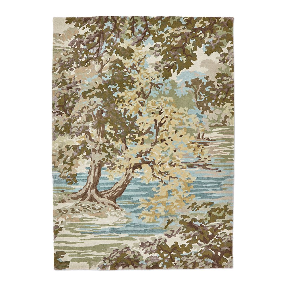 Sanderson Ancient Canopy Fawn/Olive Green 146701 Designer Wool / Viscose Rug - Rugs Of Beauty - 1