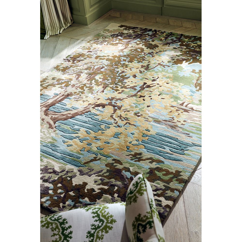 Sanderson Ancient Canopy Fawn/Olive Green 146701 Designer Wool / Viscose Rug - Rugs Of Beauty - 3