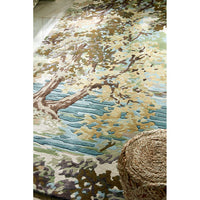 Sanderson Ancient Canopy Fawn/Olive Green 146701 Designer Wool / Viscose Rug - Rugs Of Beauty - 4