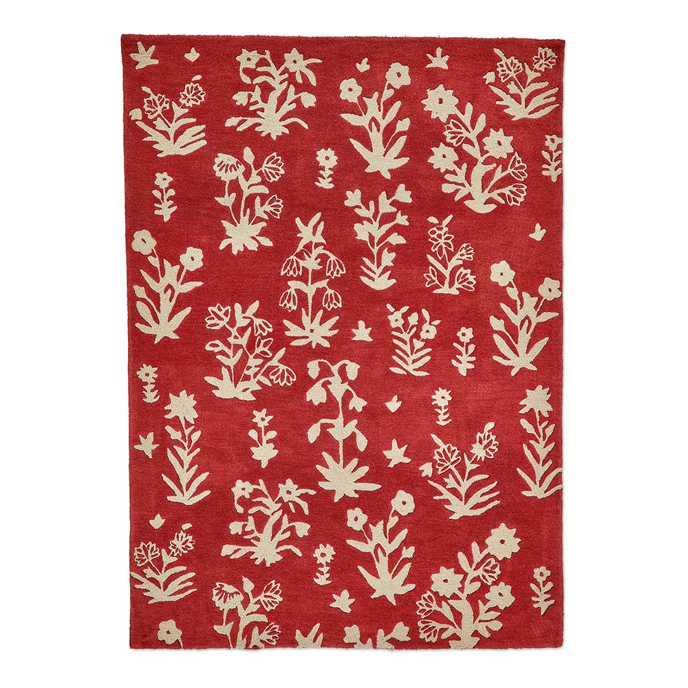 Sanderson Woodland Glade Damson Red 146800 Designer Wool Rug - Rugs Of Beauty - 1