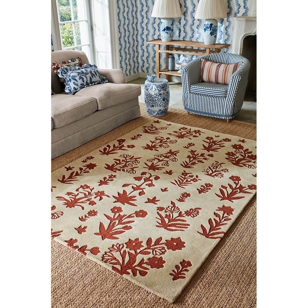 Sanderson Woodland Glade Linen/Russet Brown 146801 Designer Wool Rug - Rugs Of Beauty - 3