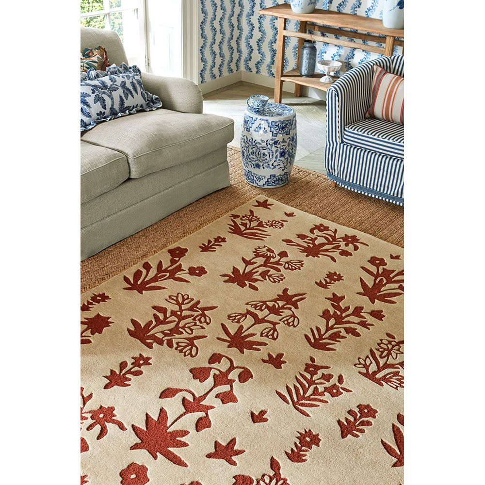 Sanderson Woodland Glade Linen/Russet Brown 146801 Designer Wool Rug - Rugs Of Beauty - 4