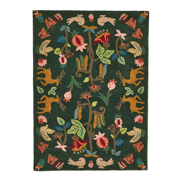 Sanderson Forest Of Dean Forest Green 146907 Designer Wool Rug - Rugs Of Beauty - 1