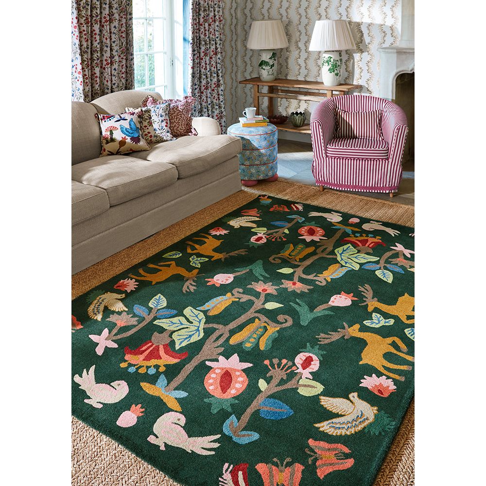 Sanderson Forest Of Dean Forest Green 146907 Designer Wool Rug - Rugs Of Beauty - 3