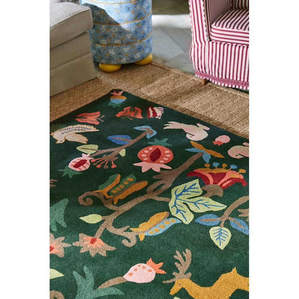 Sanderson Forest Of Dean Forest Green 146907 Designer Wool Rug - Rugs Of Beauty - 4