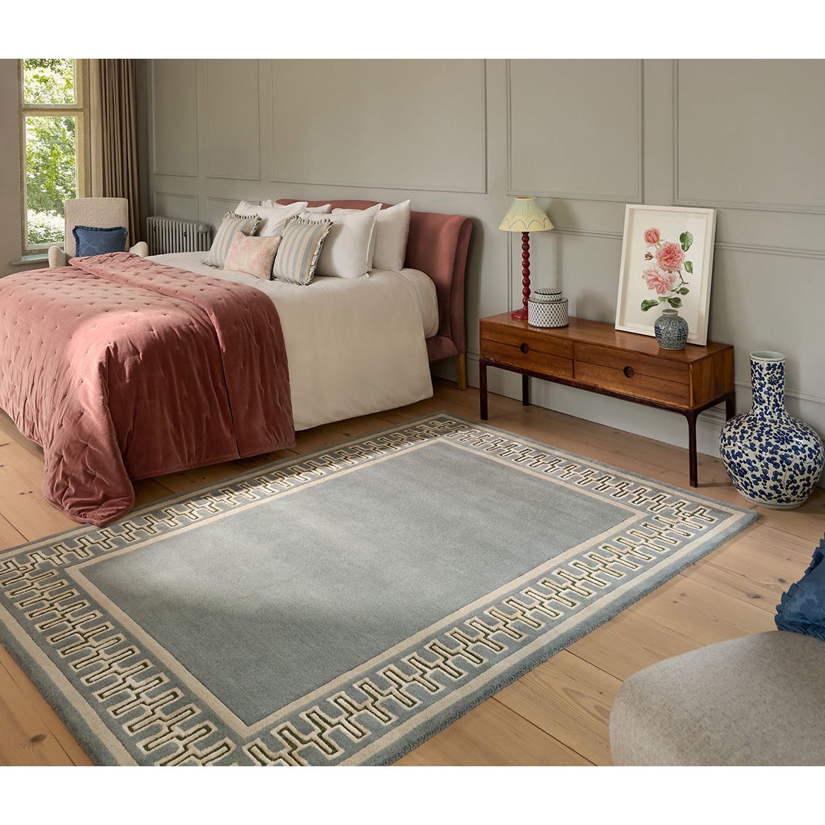 Sanderson Linnean Porcelain 148408 Designer Wool Viscose Rug - 2