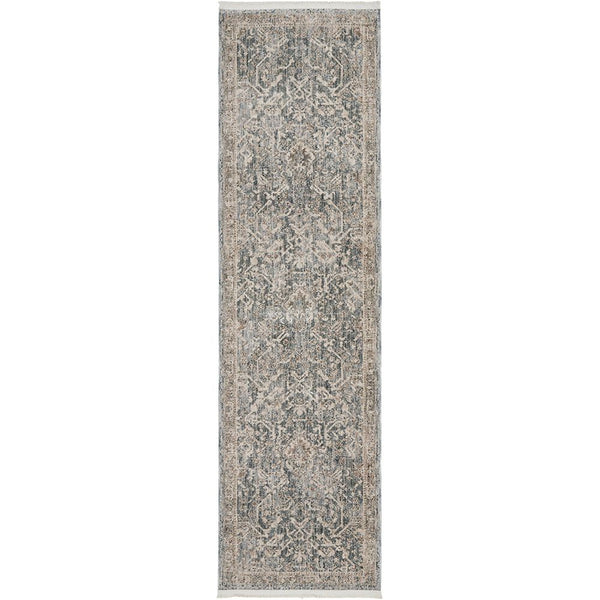 Long rectangular rug with a pattern