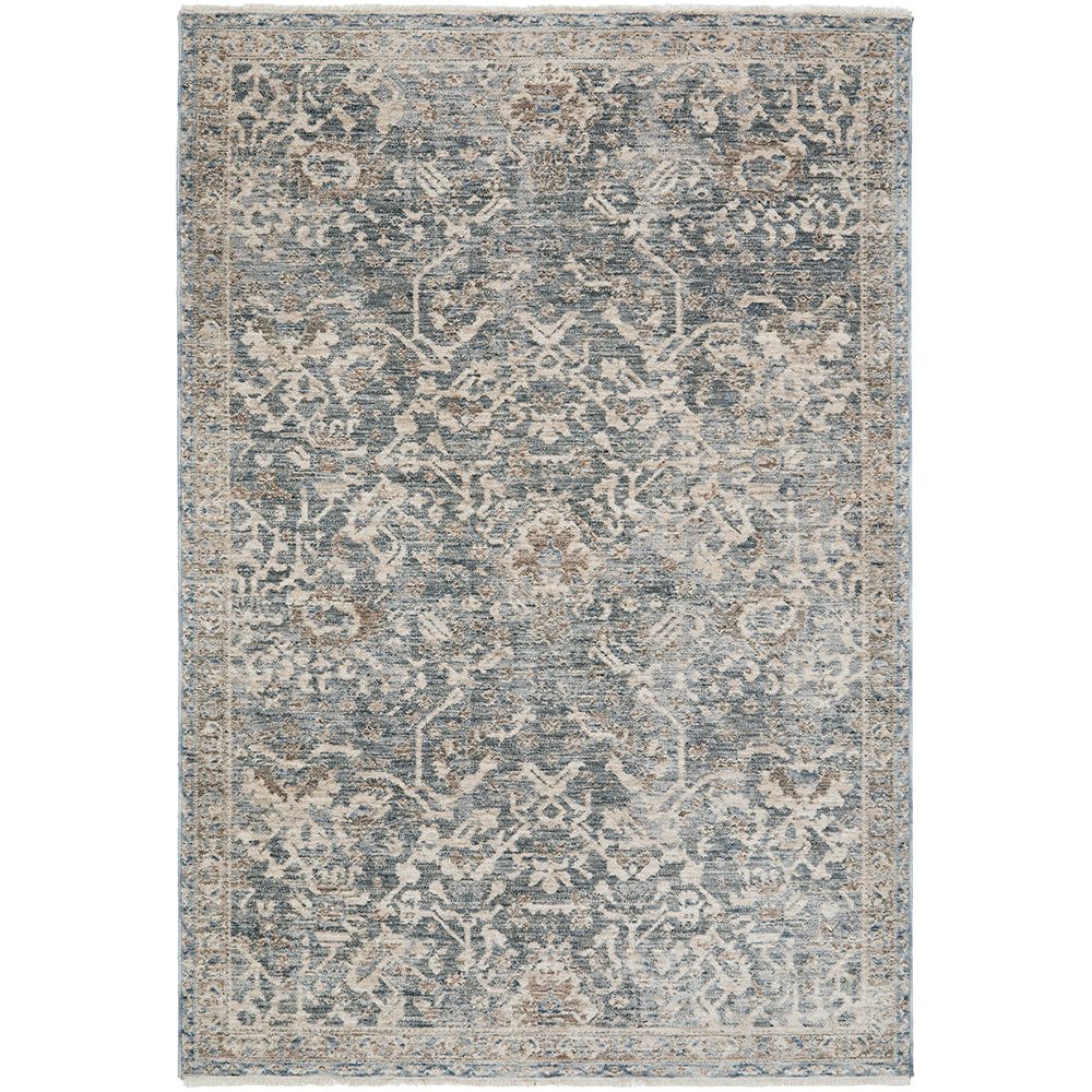 Patterned area rug with blue and beige colours
