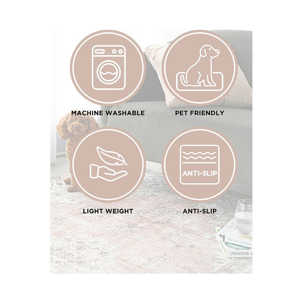 Tara 1721 Blush Pink Modern Machine Washable Rug - Rugs Of Beauty - 9